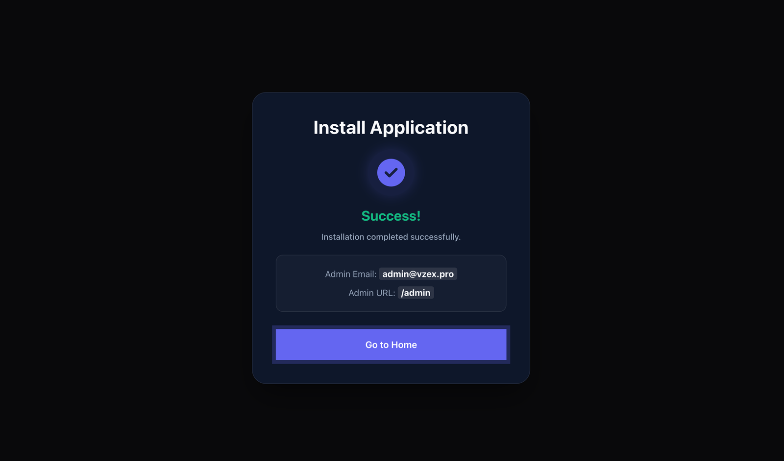Step 4: Setup success